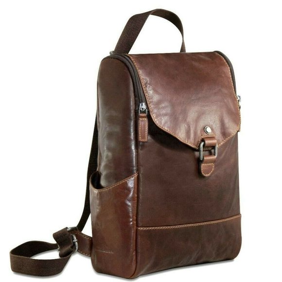 Jack Georges Voyager Convertible Backpack LEATHER Brown Cognac Unisex New Travel